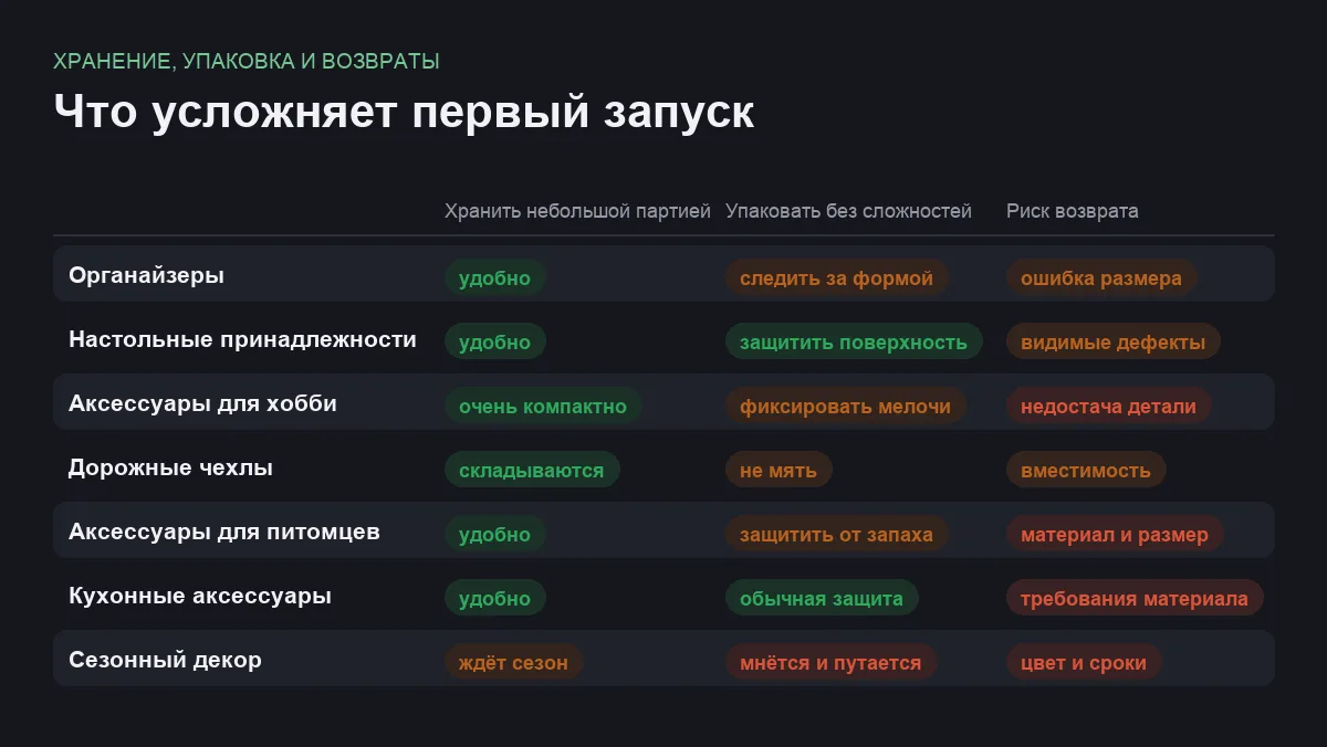 Матрица сравнения семи категорий компактных товаров для маркетплейсов