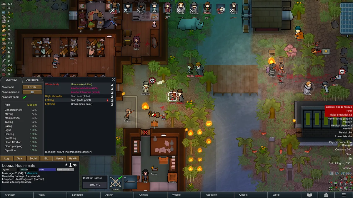 RimWorld — игровой экран