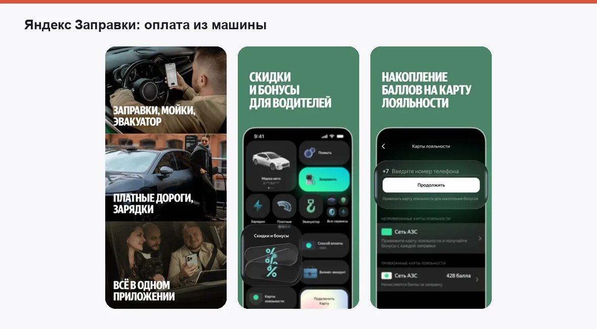 Яндекс Заправки — экраны приложения