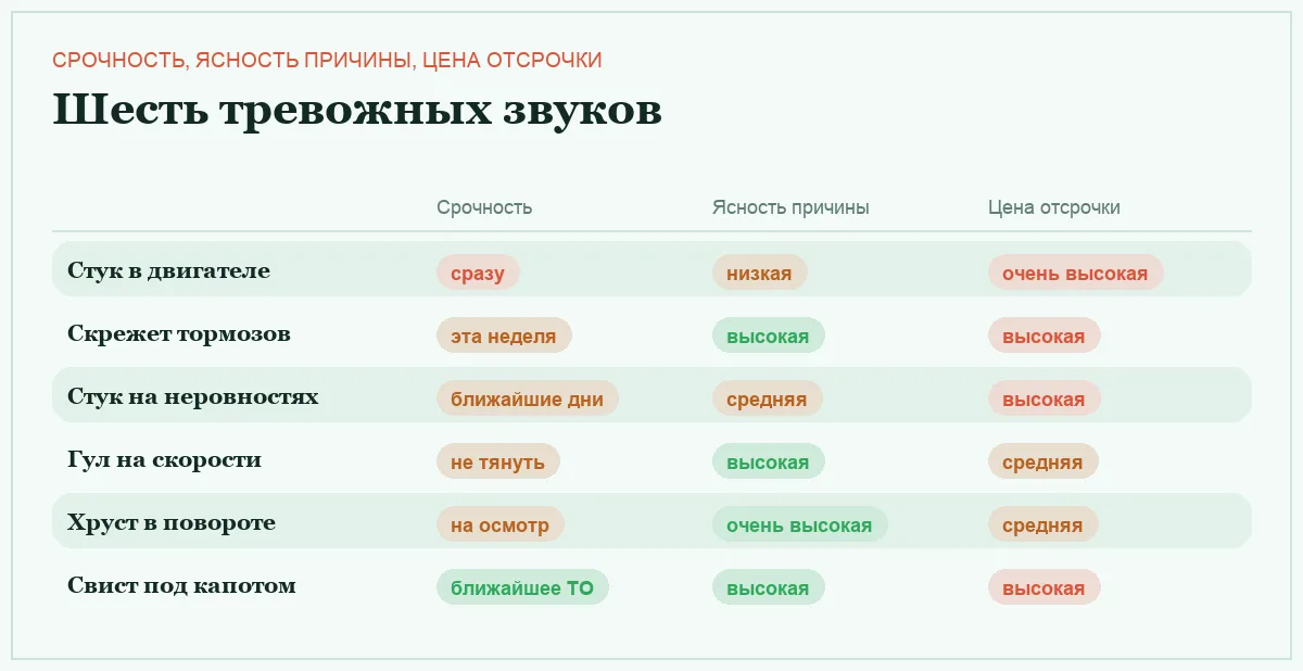 Инфографика: звуки машины и их значение