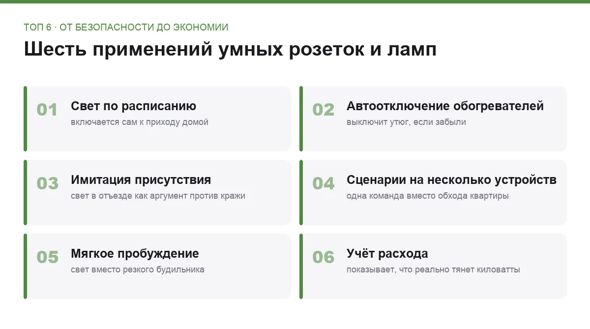 Плитки: шесть применений умных розеток и ламп дома