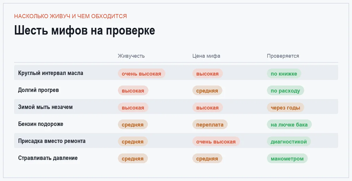 Инфографика: автомобильные мифы и их последствия