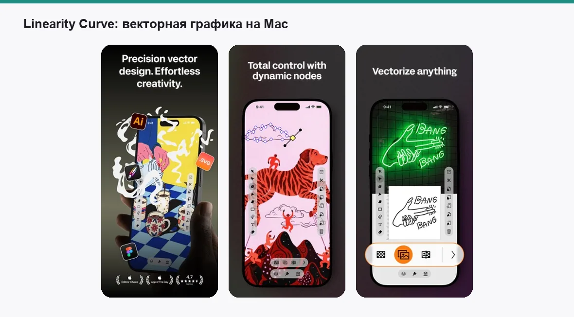 Linearity Curve — экраны приложения