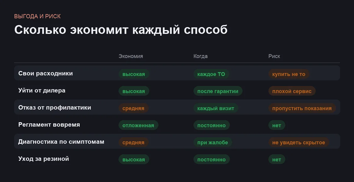 Инфографика: размер экономии, когда применять и какой риск