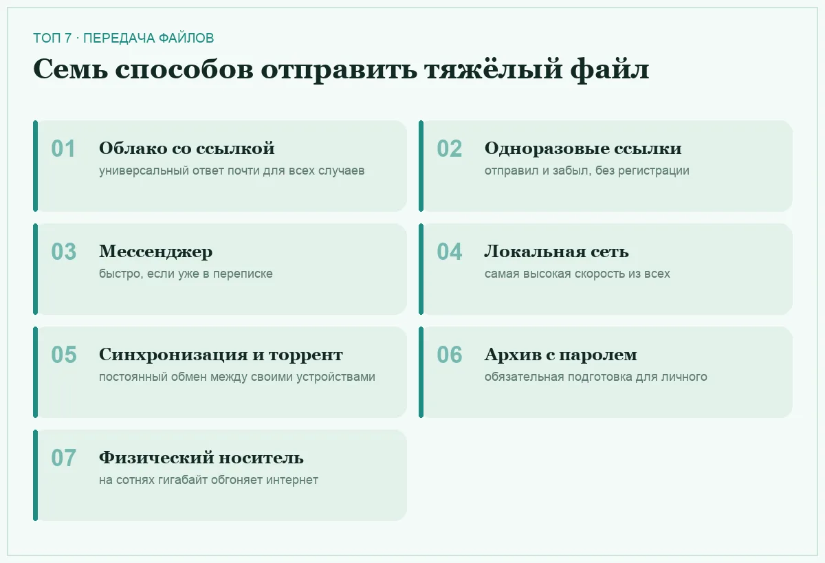 Список семи способов передать большой файл