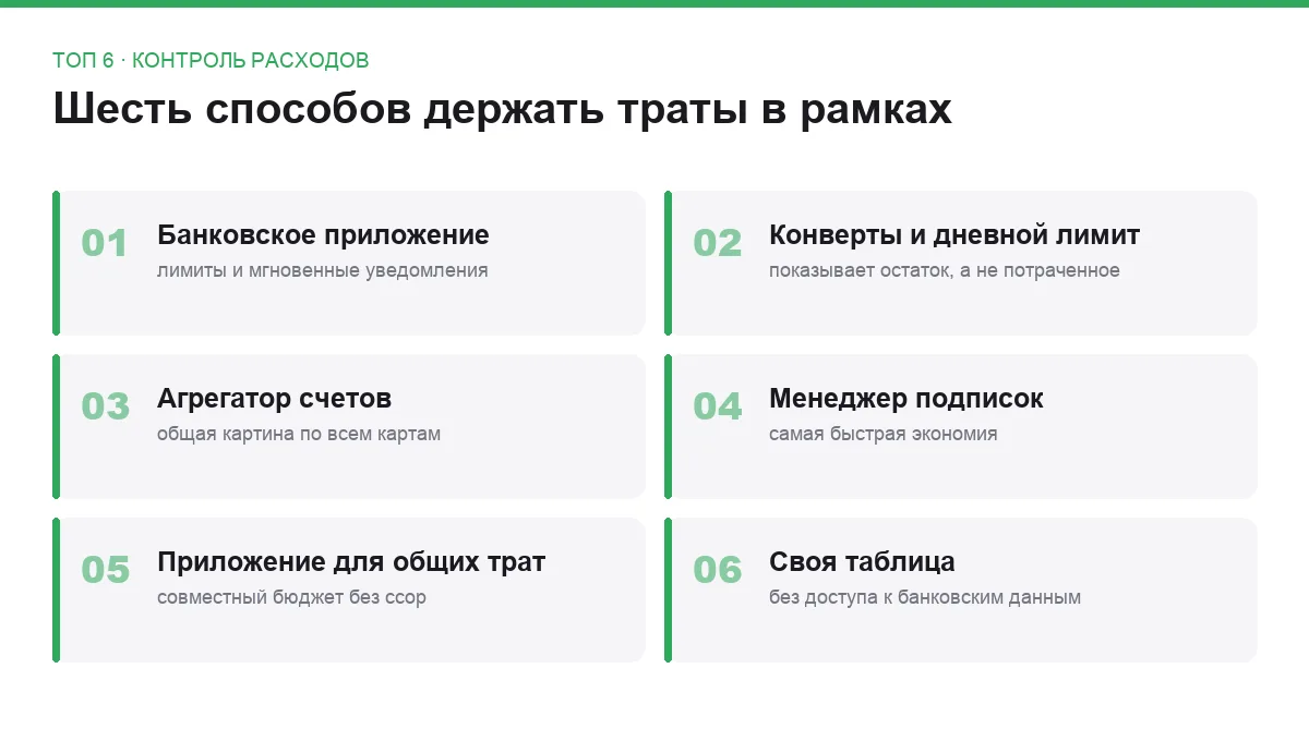Список шести приложений и подходов для контроля трат