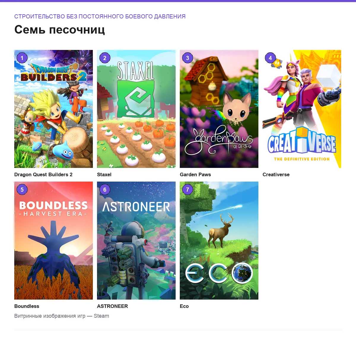 Обложки семи песочниц: строительство без постоянного боевого давления