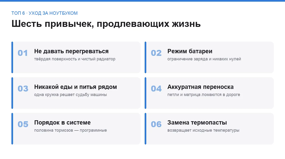Список шести способов продлить жизнь ноутбуку