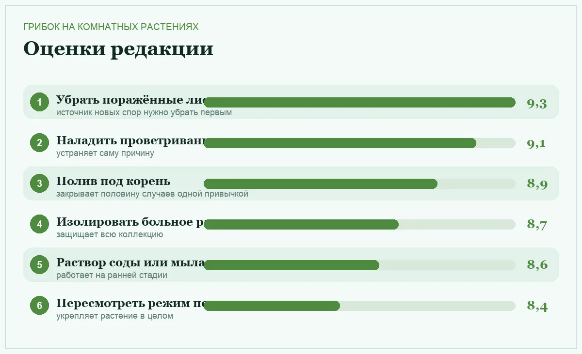 Диаграмма оценок способов борьбы с грибком на растениях