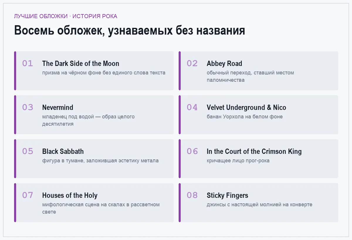 Список восьми культовых обложек рок-альбомов