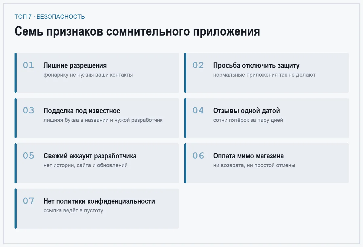 Список семи признаков, что приложению нельзя доверять