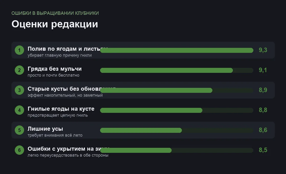 Диаграмма оценок ошибок при выращивании клубники по критичности