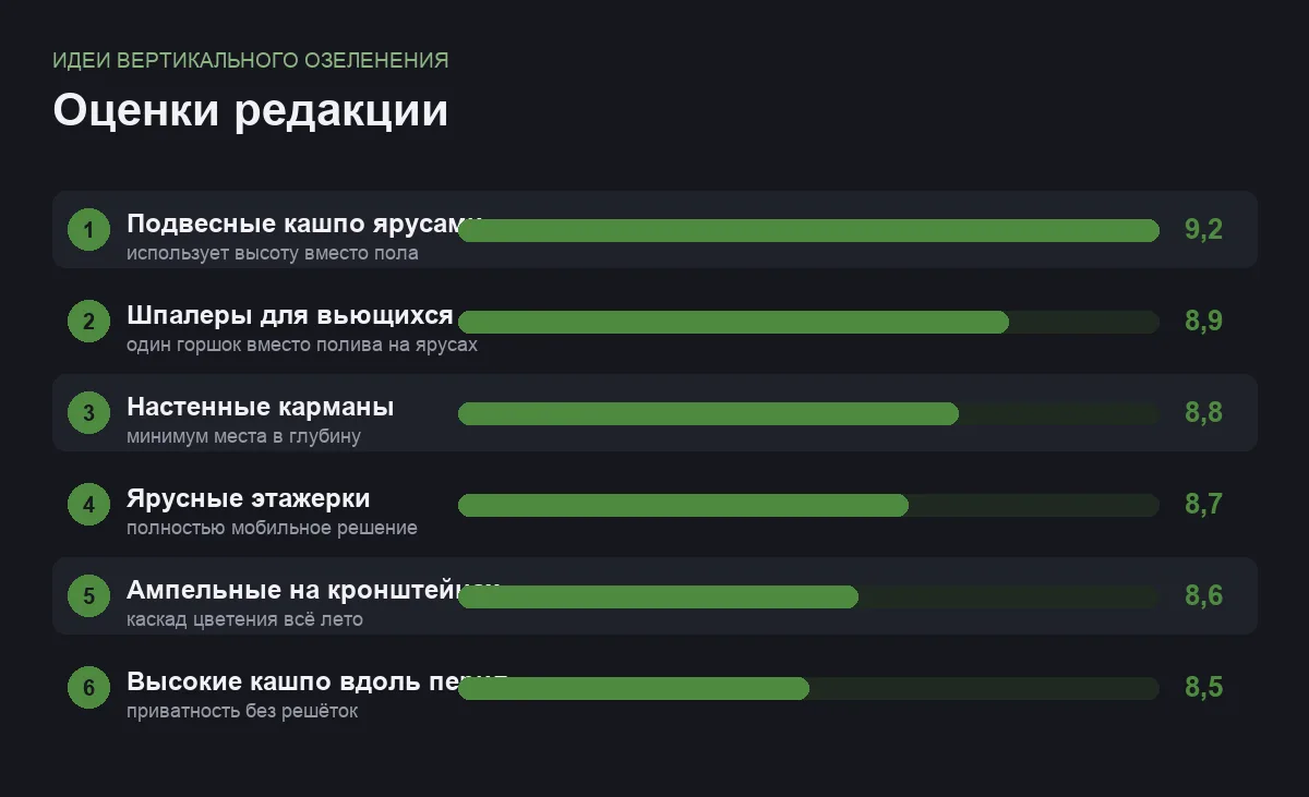 Диаграмма оценок идей вертикального озеленения балкона