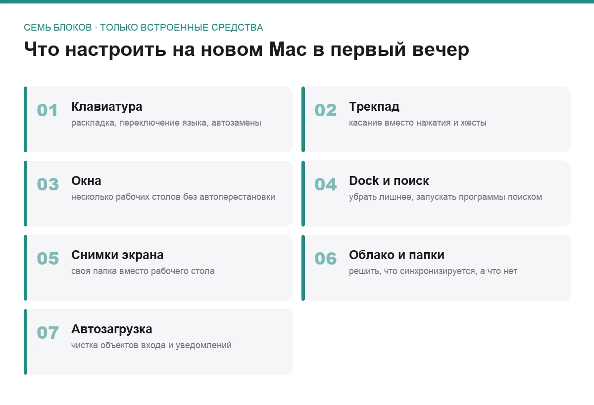 Список первых настроек нового Mac для работы