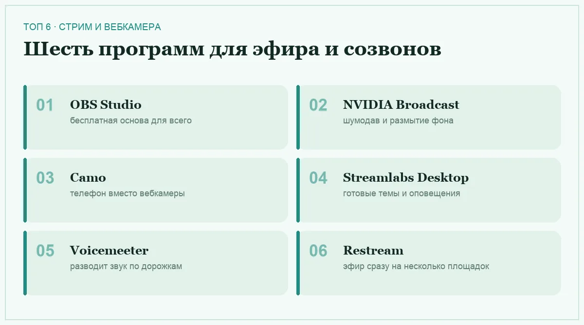 Список шести программ для стрима и работы с вебкамерой