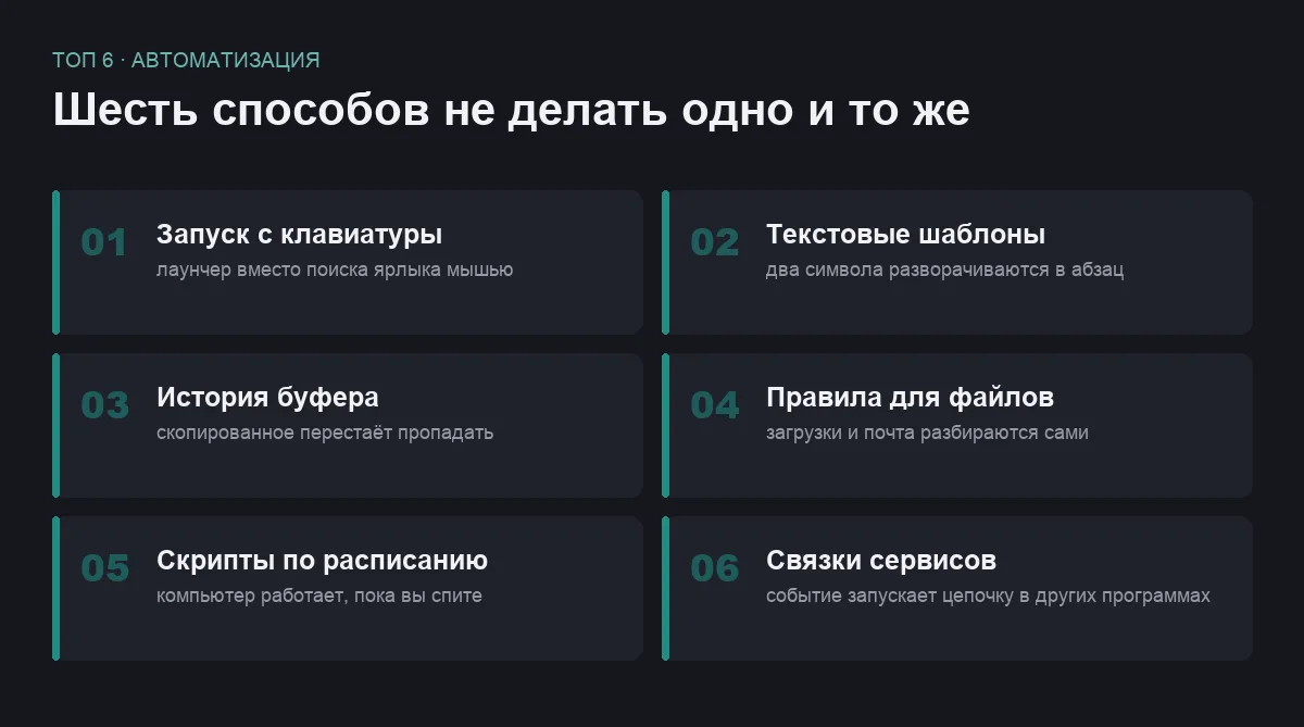 Список шести способов автоматизировать рутину на компьютере