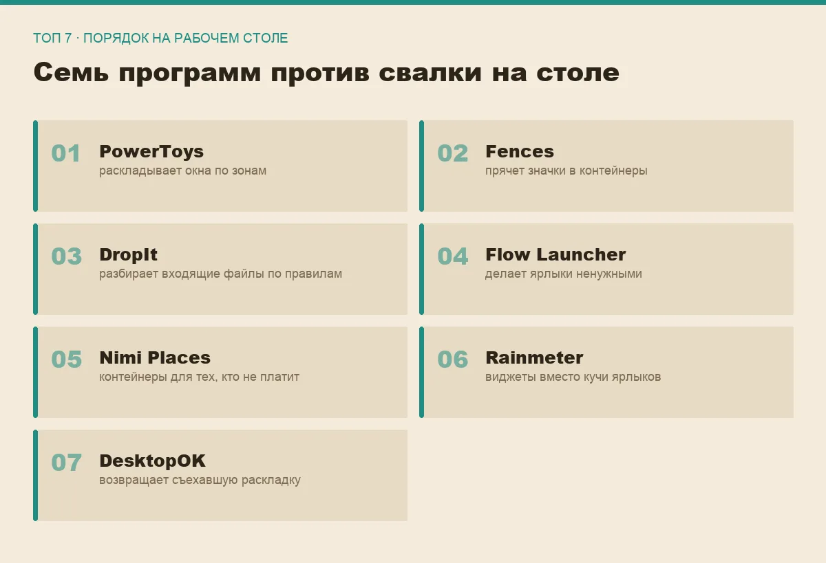 Список семи программ для наведения порядка на рабочем столе