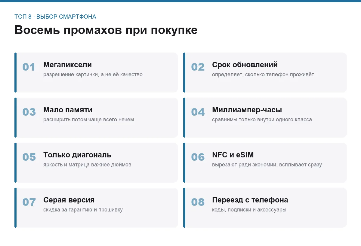 Список восьми ошибок при выборе смартфона