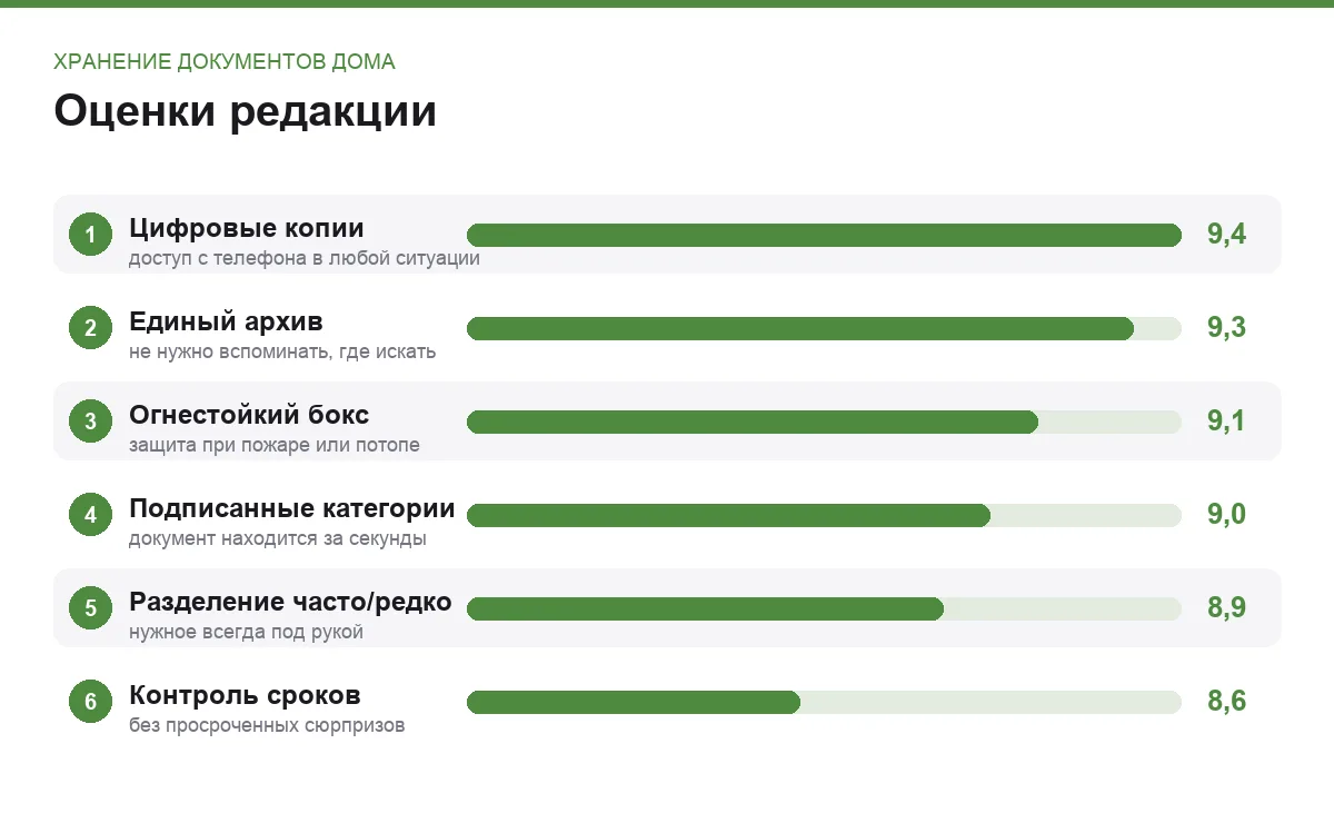 Диаграмма оценок способов хранения важных документов