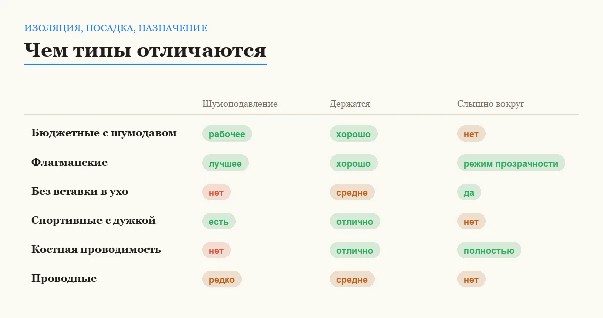 Инфографика: шумоподавление, надёжность посадки и слышимость окружающего
