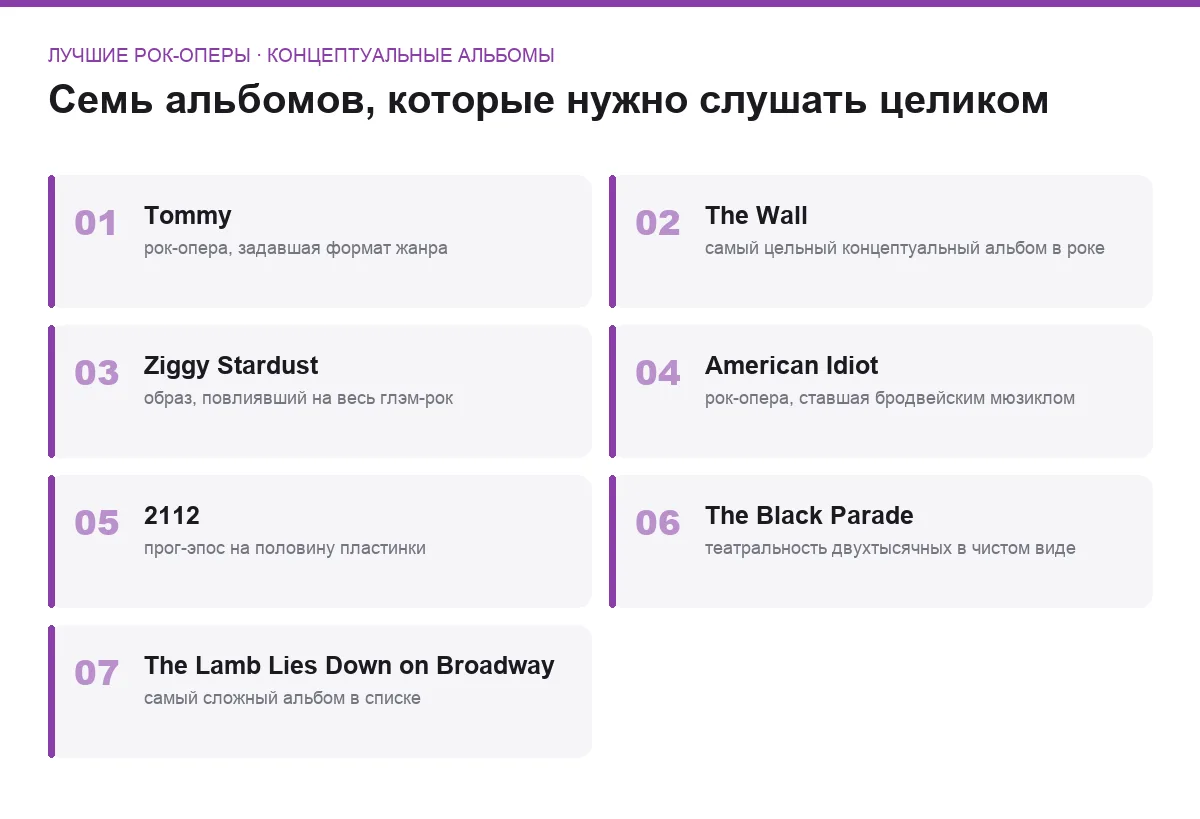 Список семи известных рок-опер и концептуальных альбомов