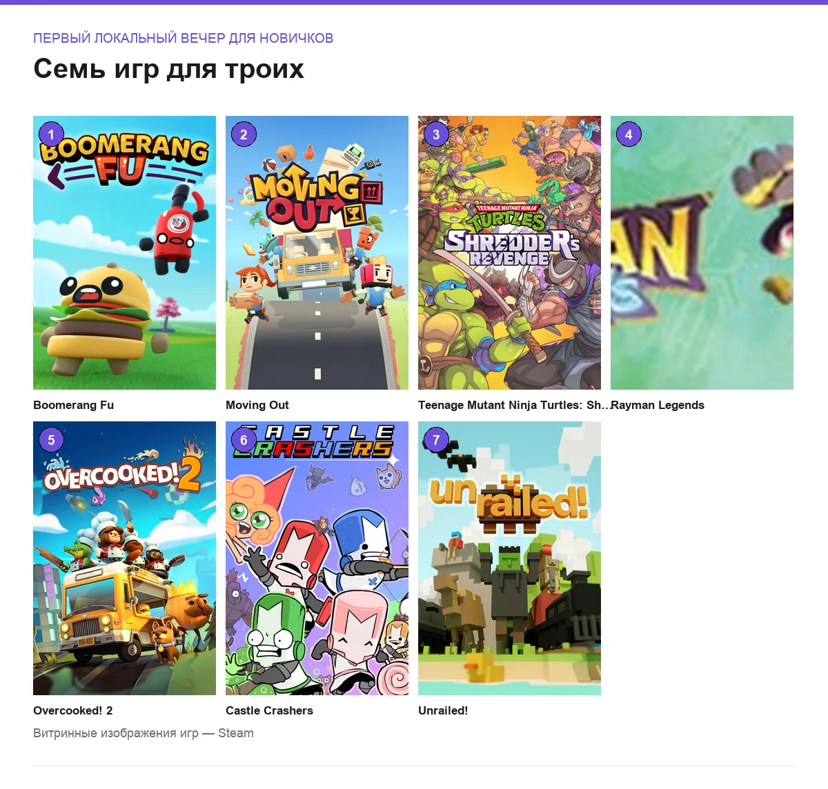 Обложки семи игр: первый локальный вечер для новичков