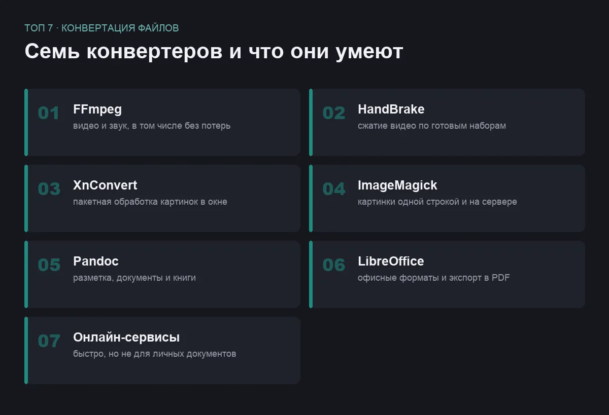 Список семи конвертеров файлов с краткими пояснениями
