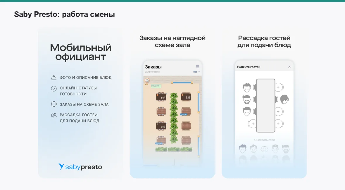 SabyPresto — экраны приложения