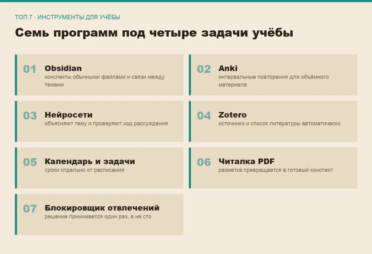 Список семи программ для учёбы