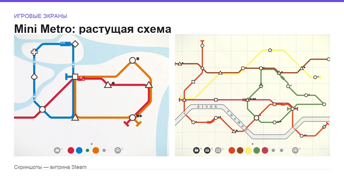 MiniMetro — игровые экраны