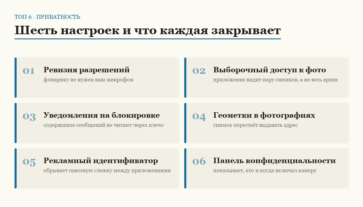 Список шести настроек приватности в смартфоне