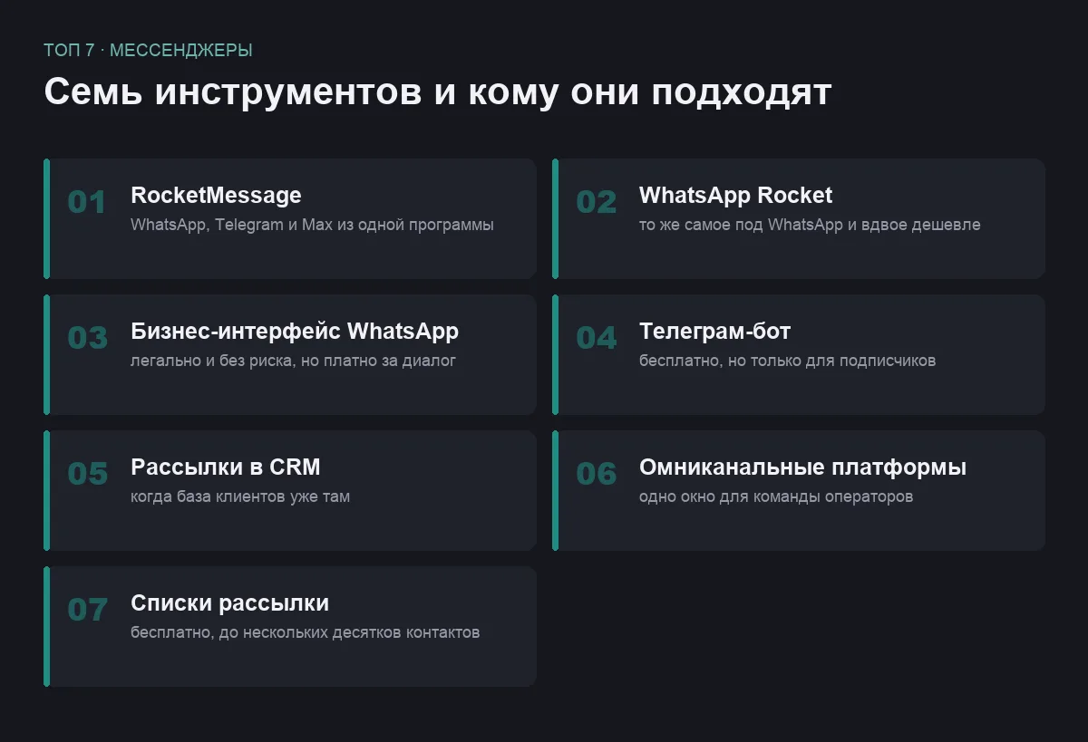 Список семи инструментов для отправки сообщений в мессенджеры
