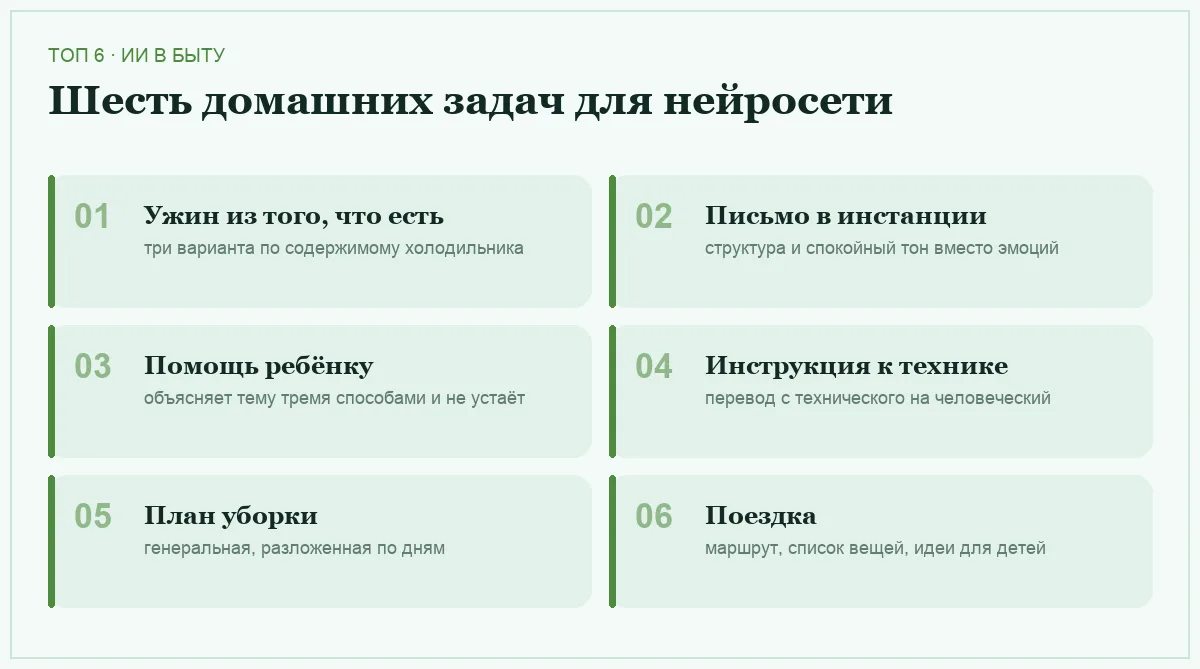 Список шести бытовых задач, где помогает нейросеть