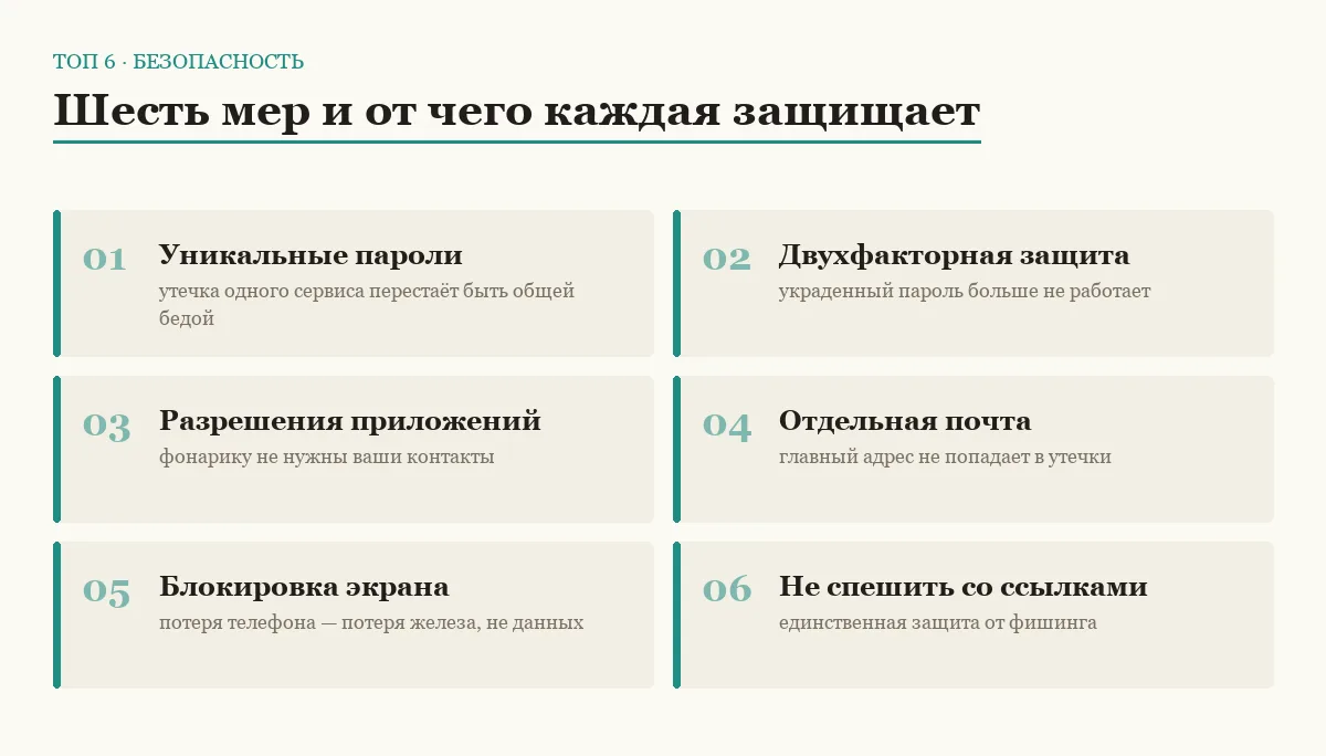 Список шести мер защиты персональных данных