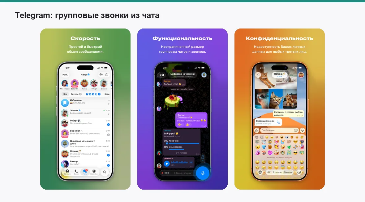 Telegram — экраны приложения