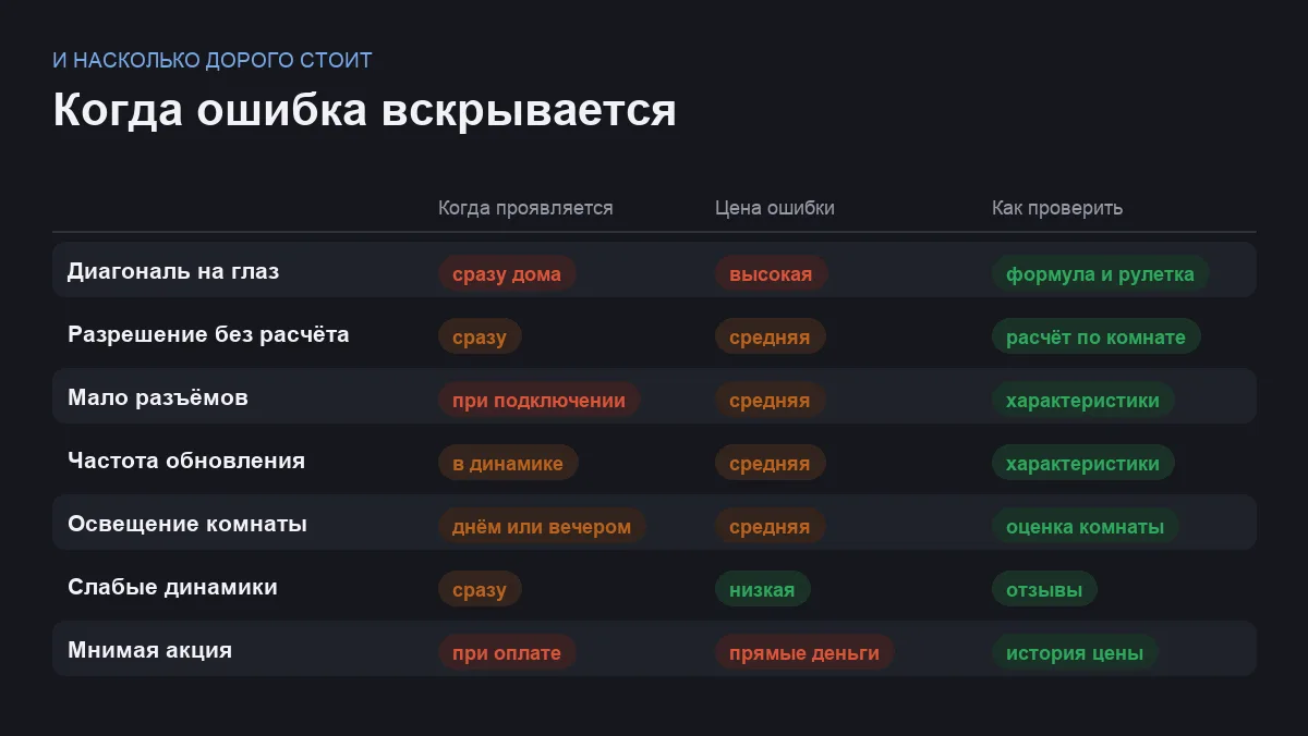 Инфографика: когда проявляется ошибка, цена ошибки и способ проверки