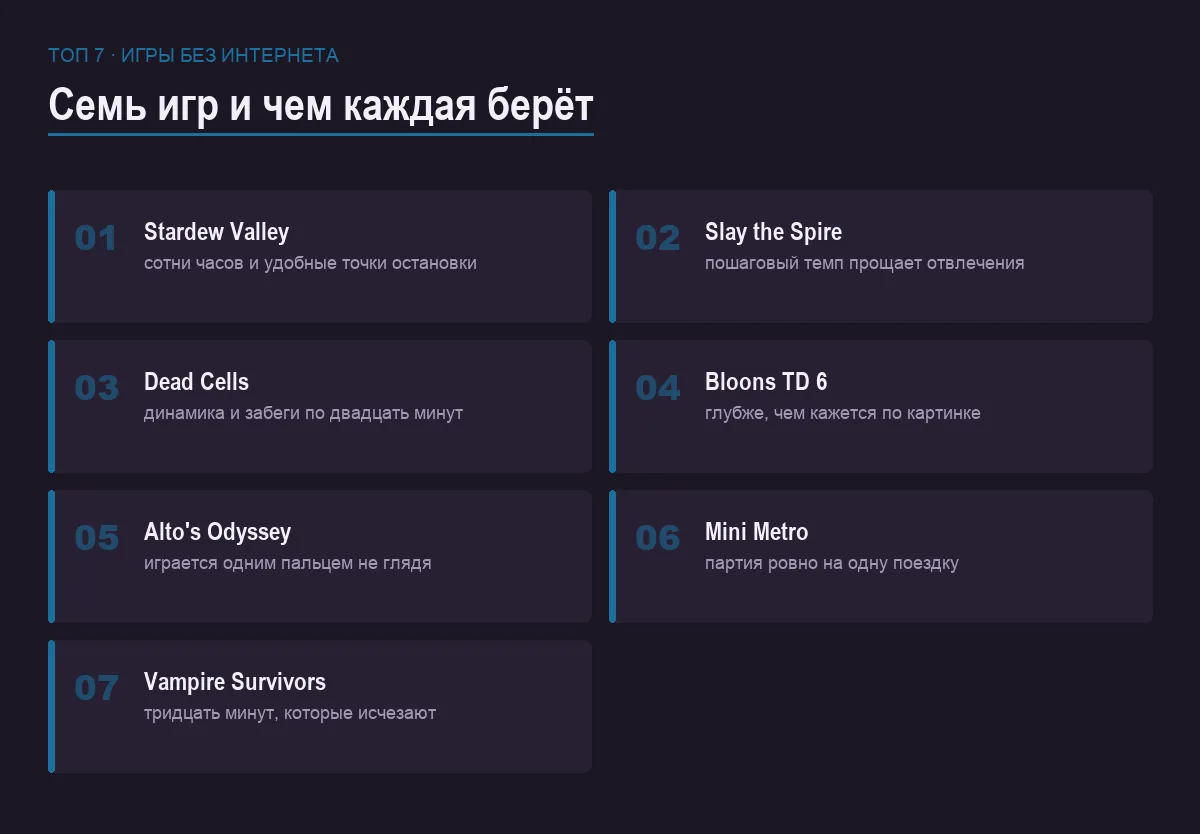 Список семи мобильных игр, работающих без интернета