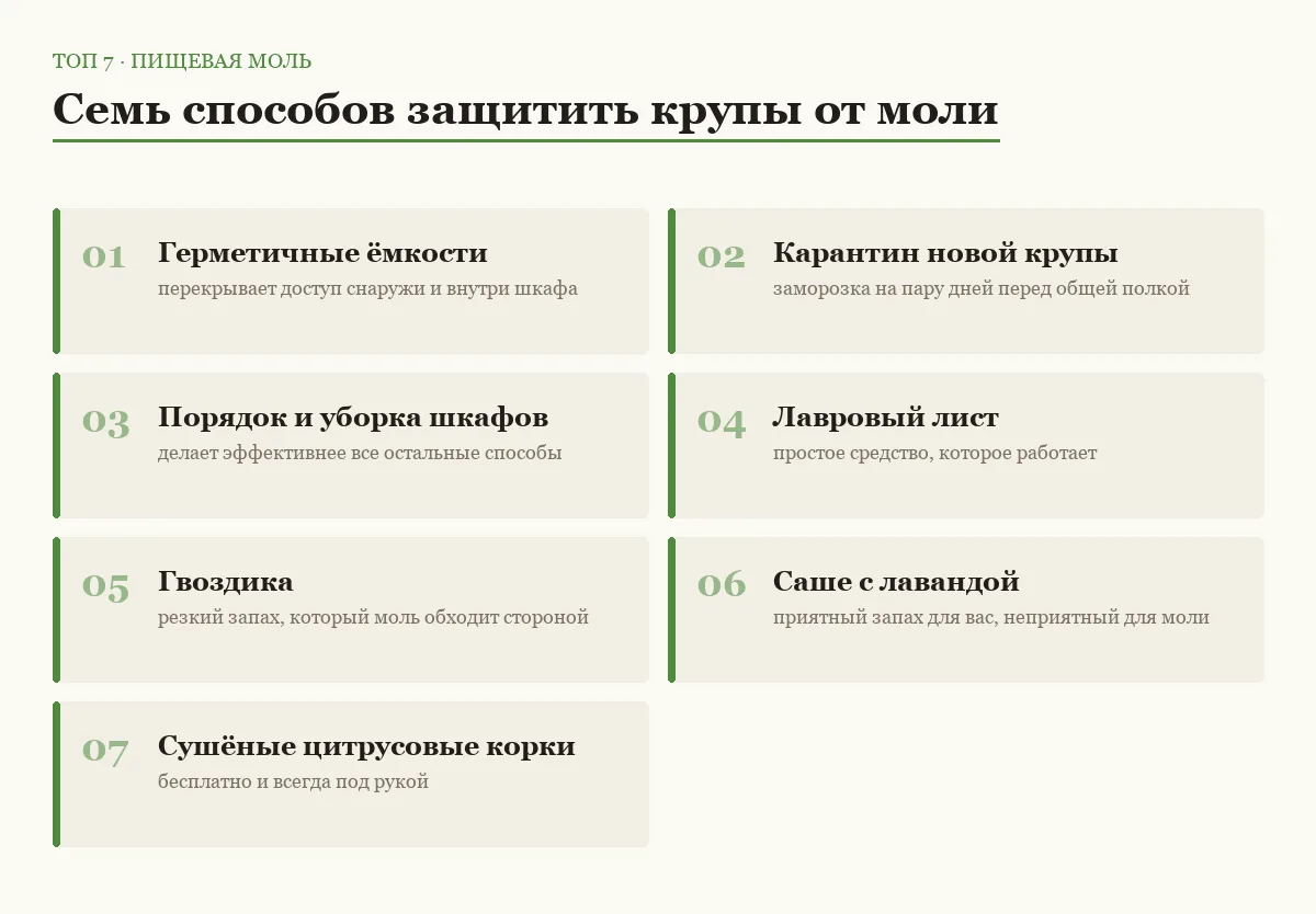 Список семи способов защиты круп от пищевой моли