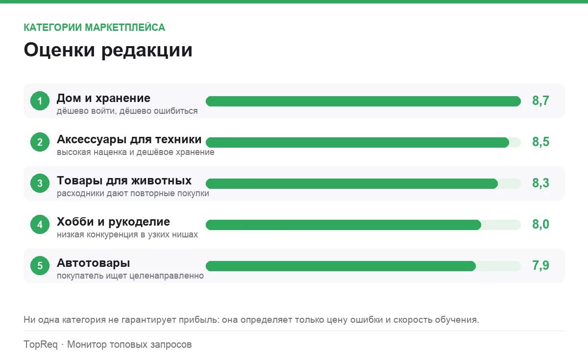 Диаграмма оценок категорий для продаж на маркетплейсе