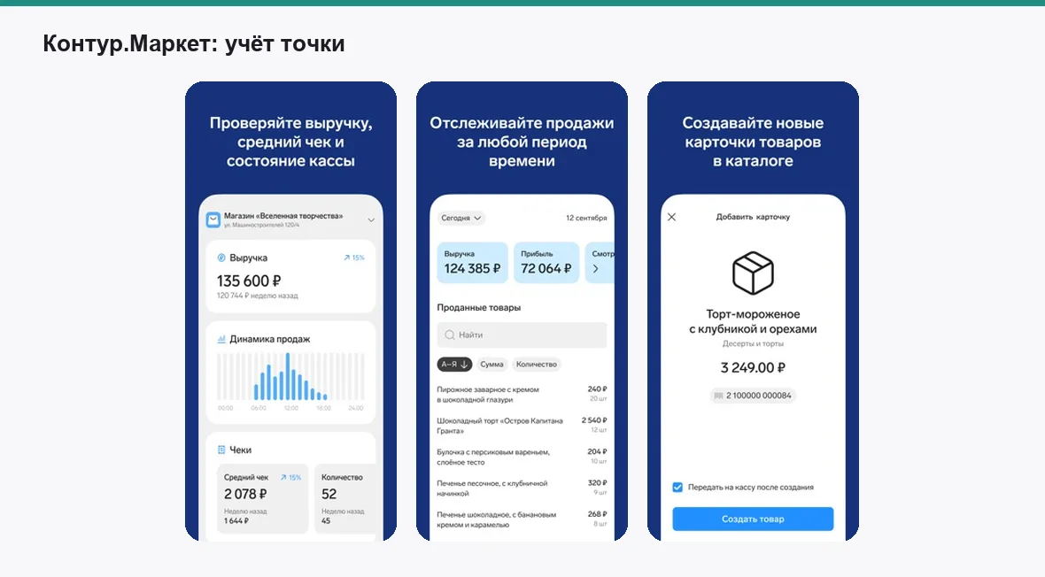 KonturMarket — экраны приложения