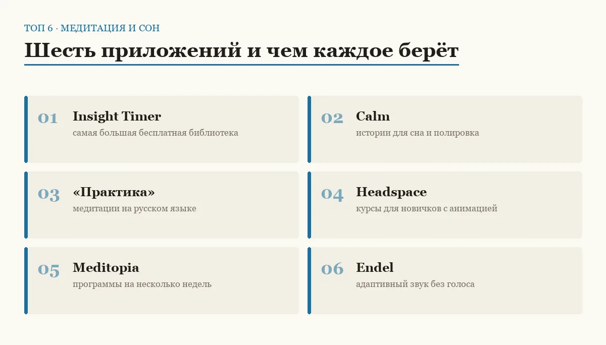 Список шести приложений для медитации и сна