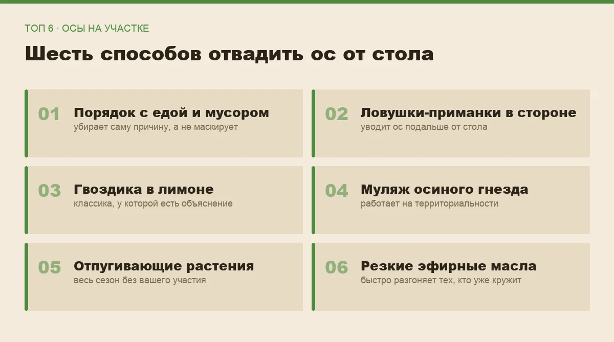 Список шести способов отвадить ос с участка