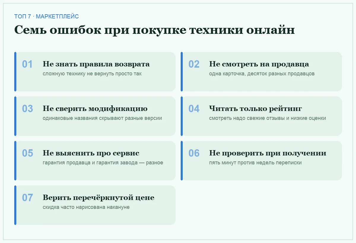 Список семи ошибок при покупке техники на маркетплейсе