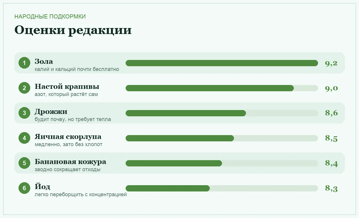 Диаграмма оценок народных подкормок для сада и огорода