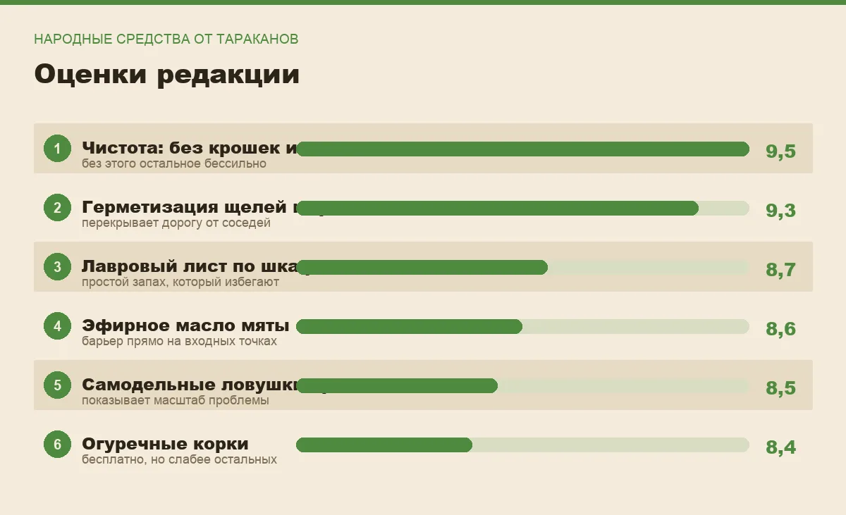 Диаграмма оценок народных средств от тараканов