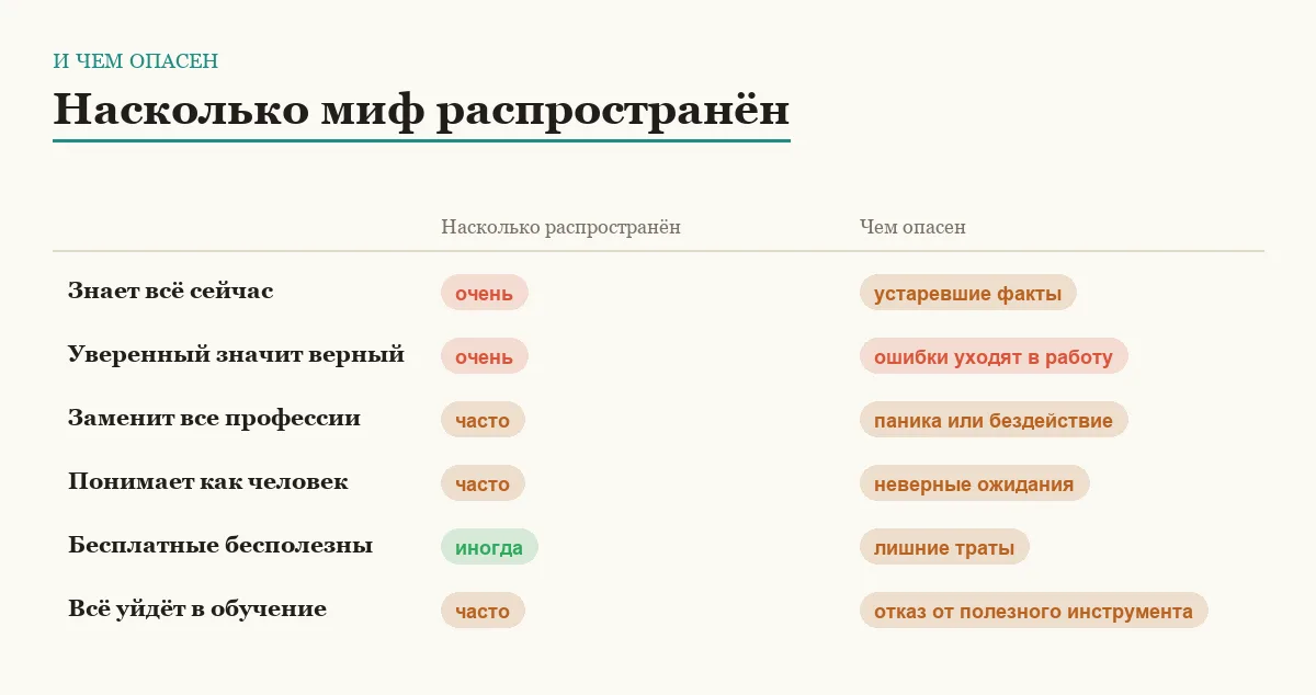 Инфографика: распространённость мифа и чем он опасен на практике