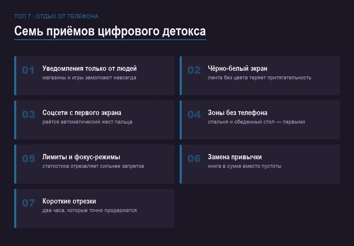 Список семи приёмов цифрового детокса