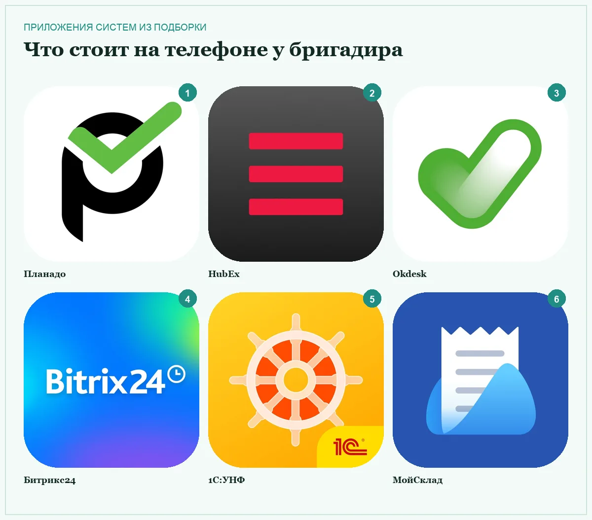 Сетка иконок приложений для управления клининговой компанией