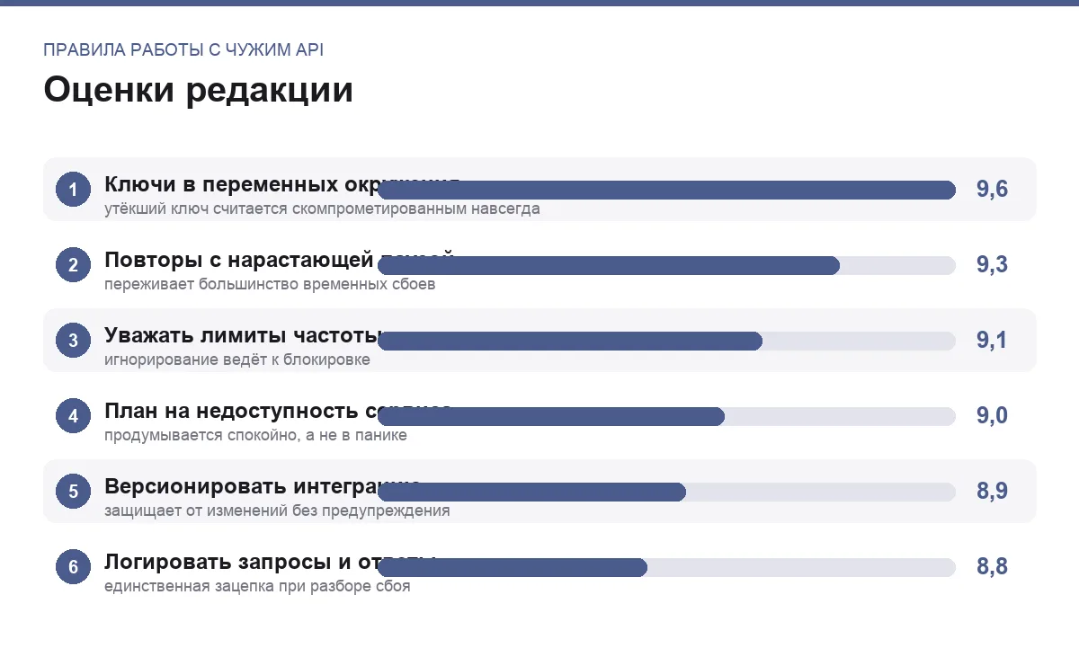 Диаграмма оценок правил интеграции с внешним API