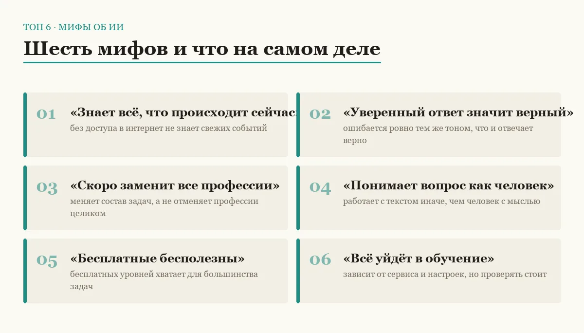 Список шести распространённых мифов о нейросетях